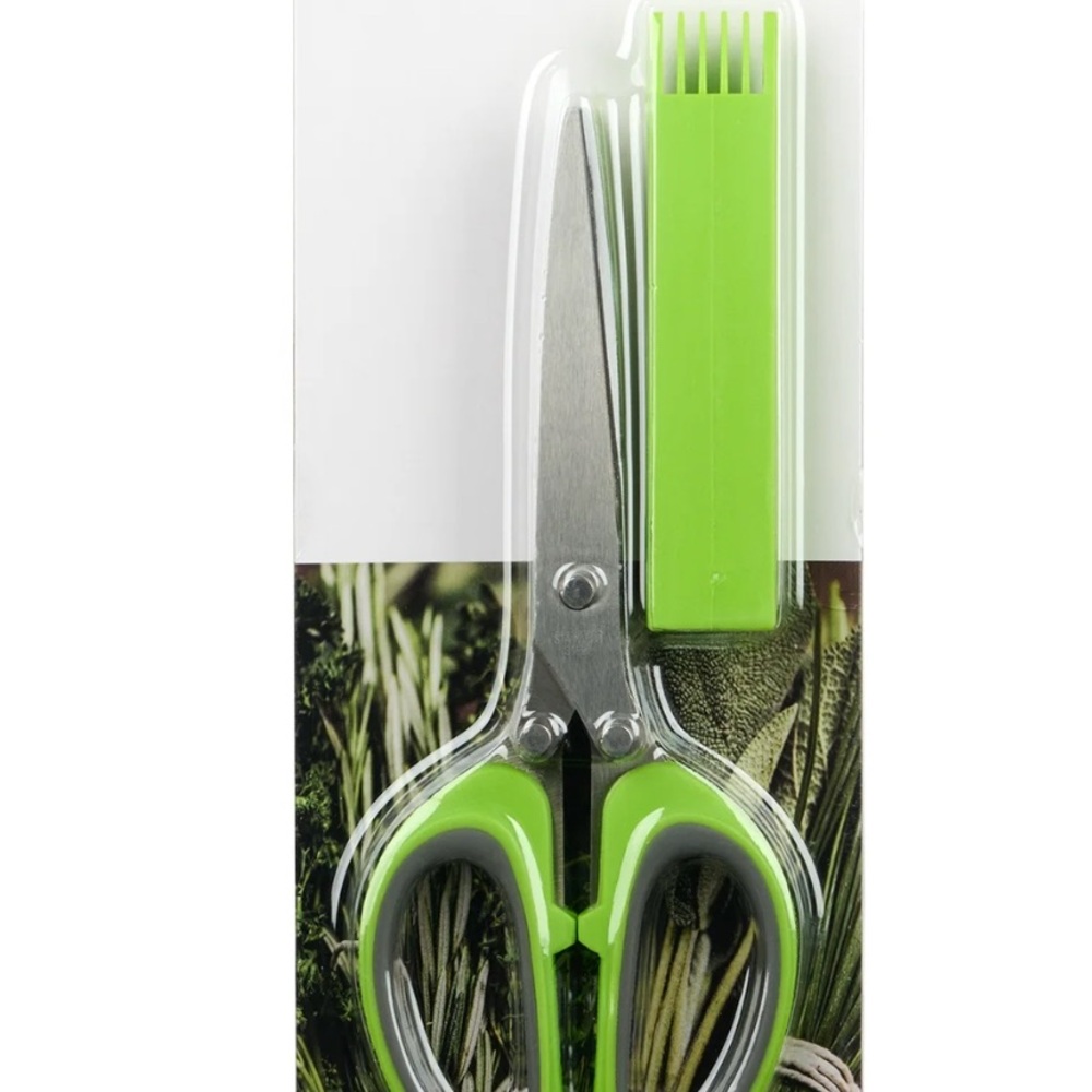 Mainstays 5 Blade Herb Kitchen Scissors with Blade Guard, Green